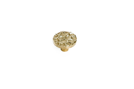 Earthdrop Brass Knob – Raindrop Texture on Earthy Brass
