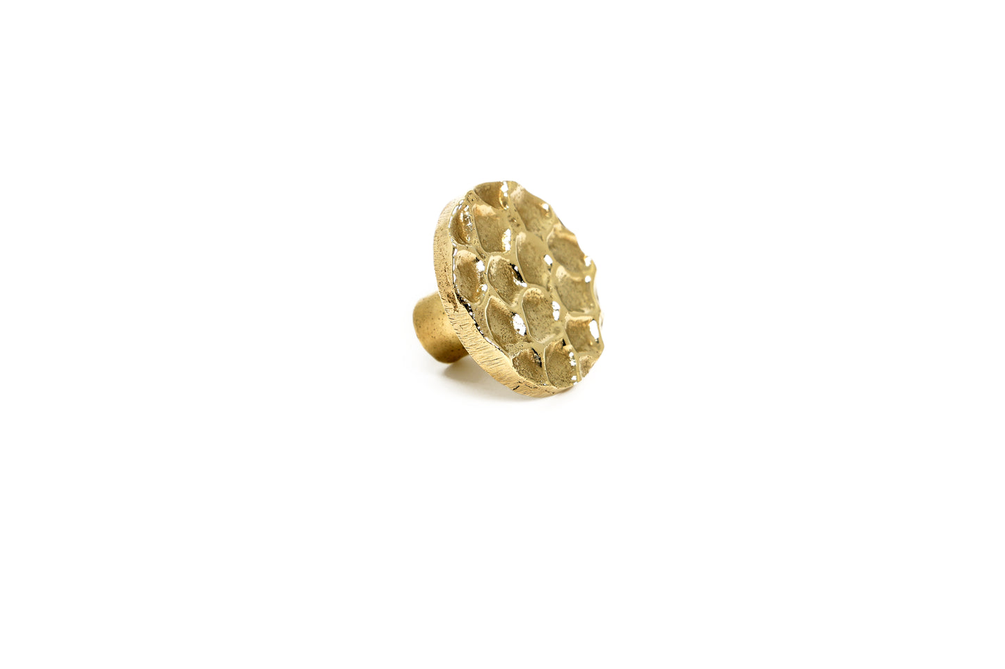 Earthdrop Brass Knob – Raindrop Texture on Earthy Brass