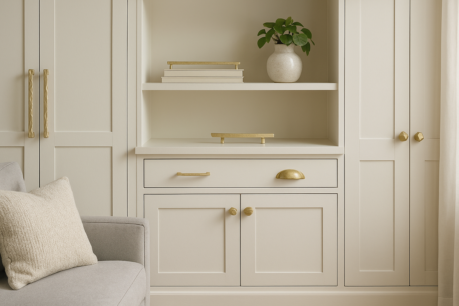 Artisanal modern interior Brass cabinet hardware drawer pulls